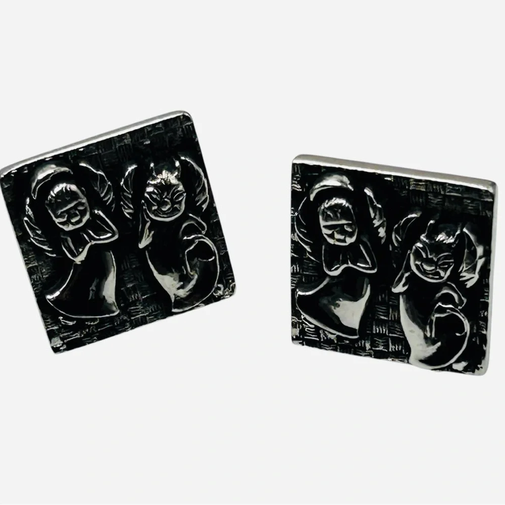 Vintage Angel Devil Large Cuff Links